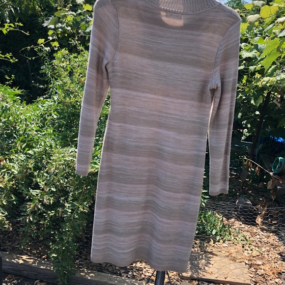 Calvin Klein Cowl Neck Sweater Dress Long Sleeve Tan - Picture 4 of 7